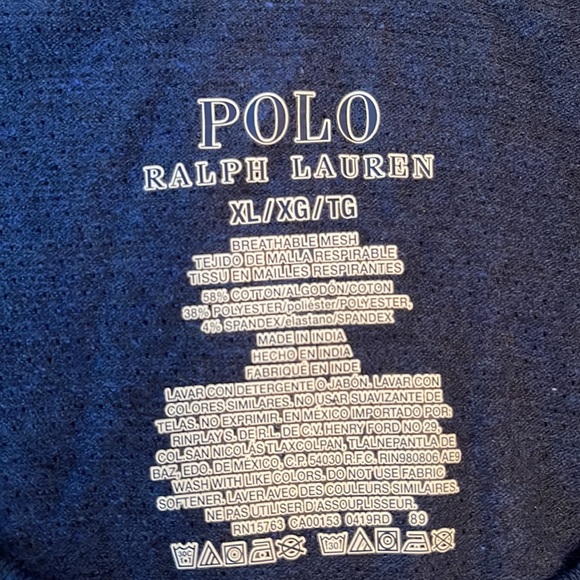 Polo Navy Mesh Stretch Moisture Wicking Short Sleeve Tagless Crewneck T-Shirt - Picture 6 of 8